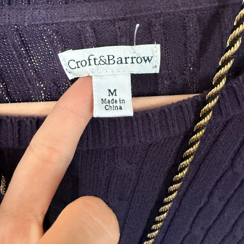 Croft and Barrow Purple Knit Sweater 100% cotton - Picture 3 of 5